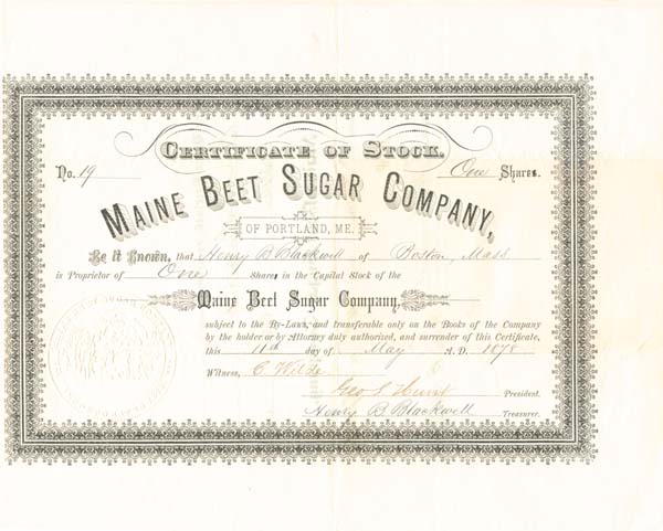 Maine Beet Sugar Co., of Portland Maine